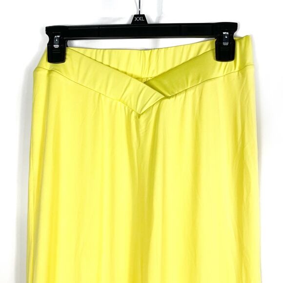 Superdown Raquel Maxi Skirt Yellow Jersey Surplice Back Slit Pull On Sz M - Picture 4 of 8
